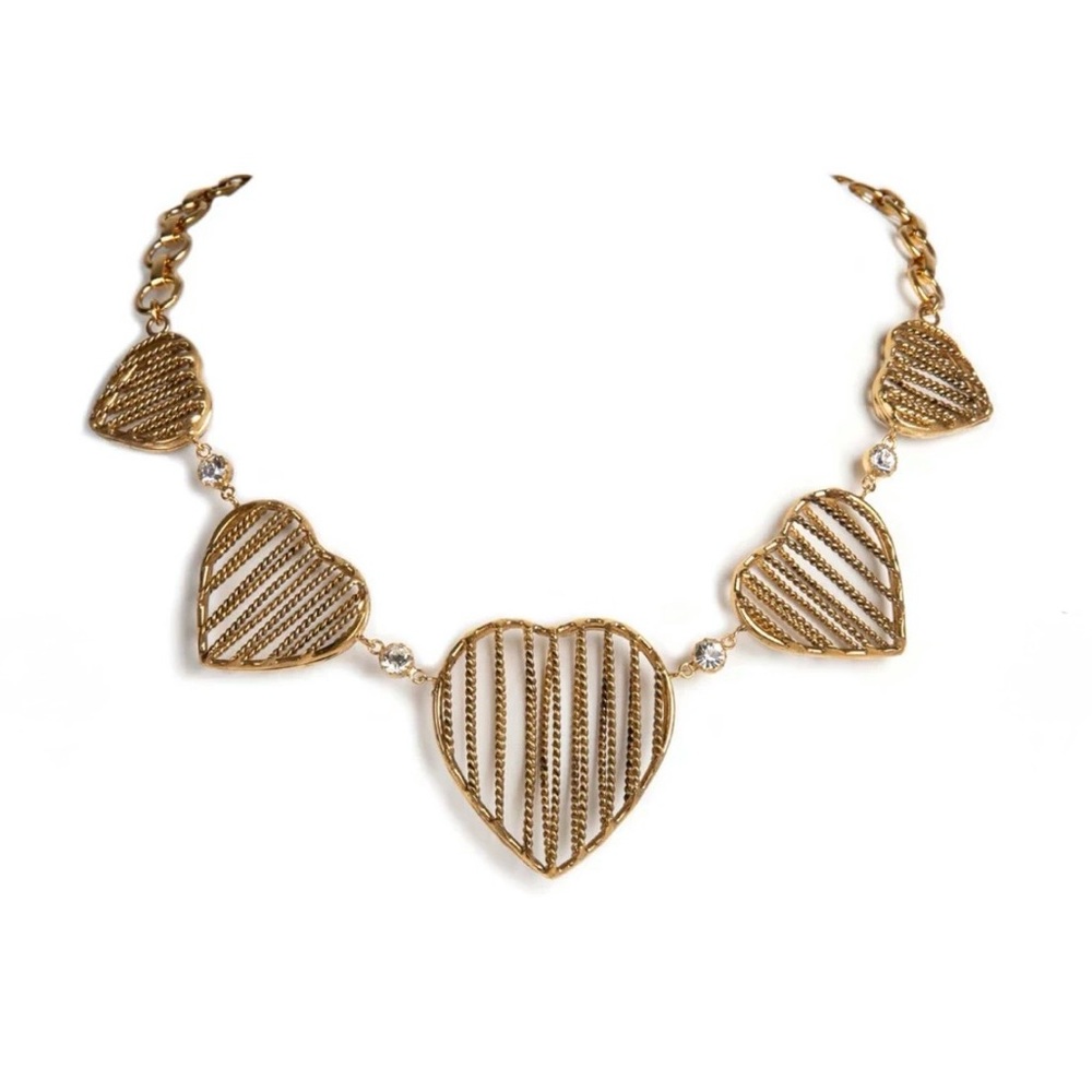 Virgins Saints & Angels Caged Heart Statement Necklace in Gold